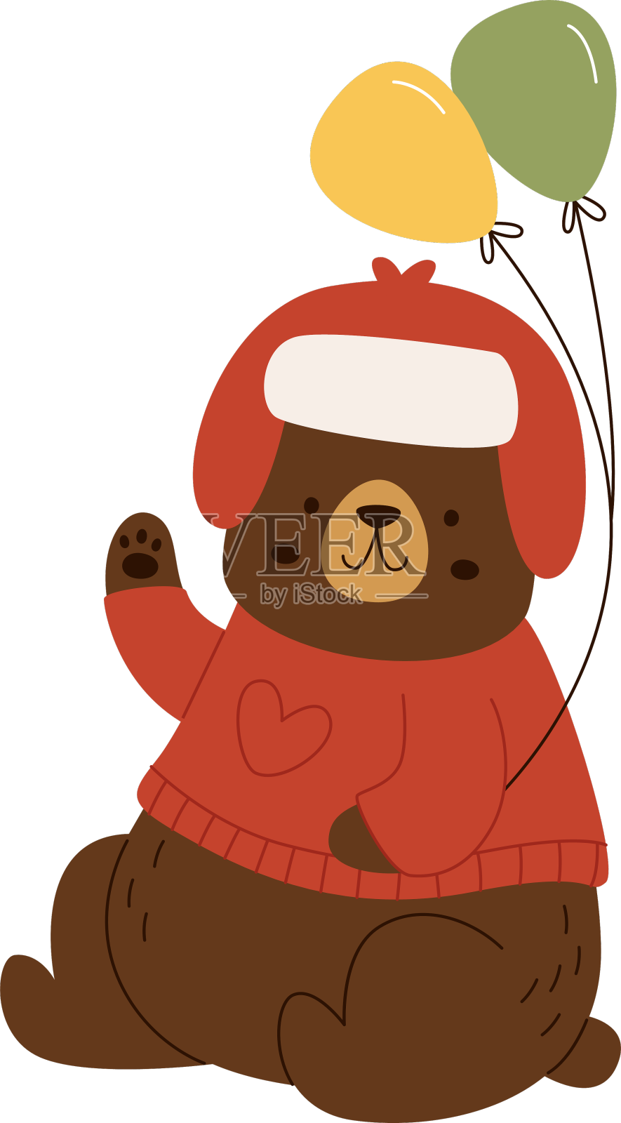 带气球的熊设计元素图片