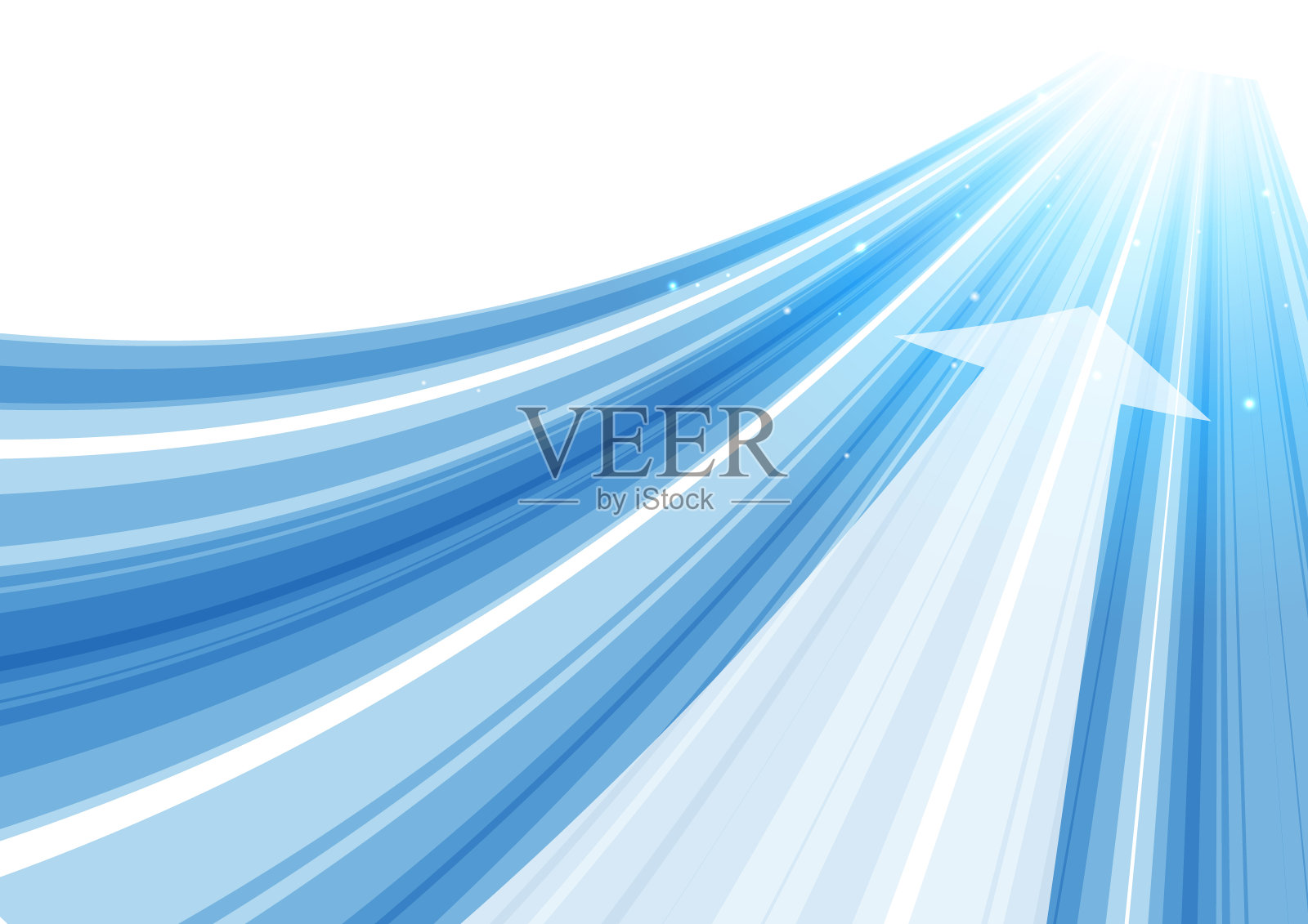 蓝色波浪背景与箭头插画图片素材