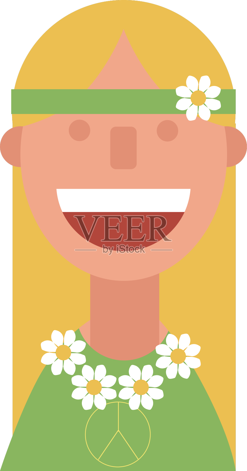 嬉皮士花孩子的女人设计元素图片