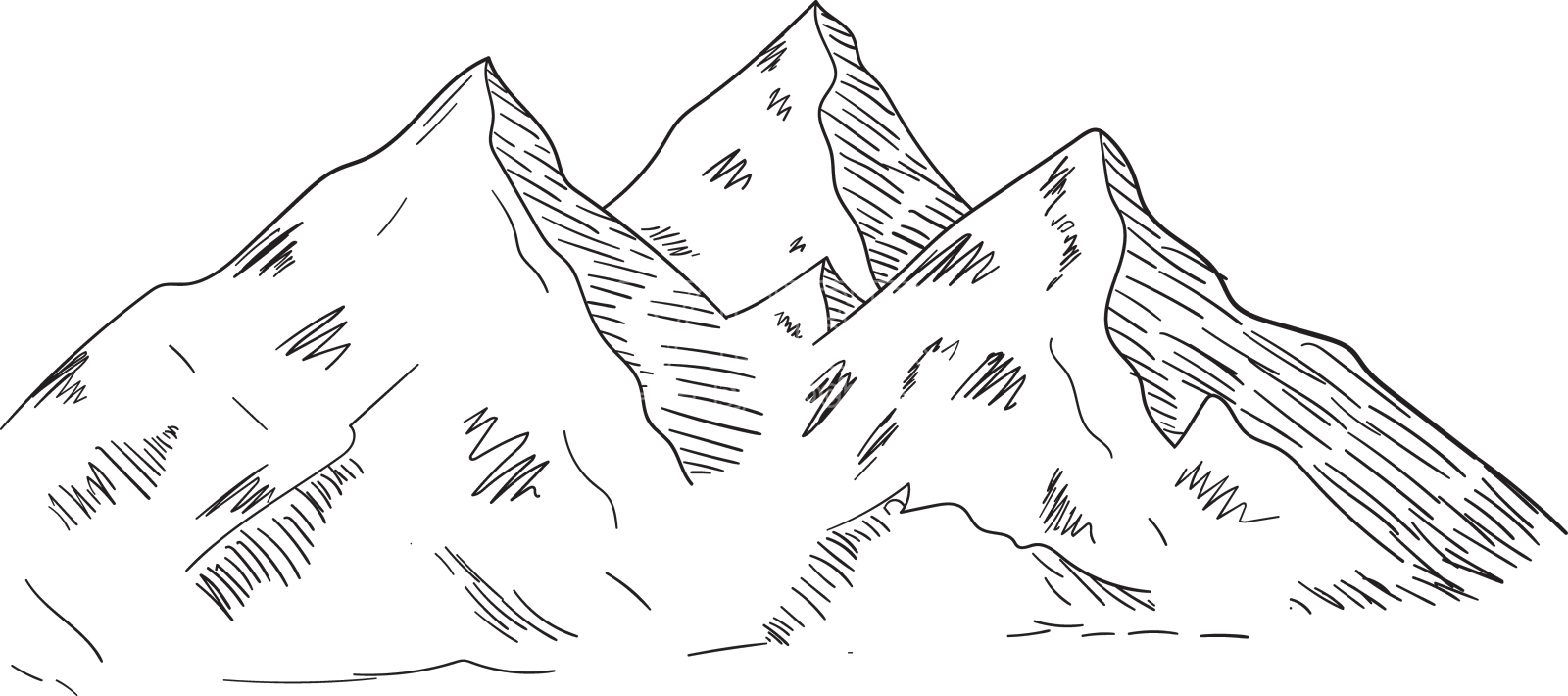 手绘高原山景与雪景设计元素图片