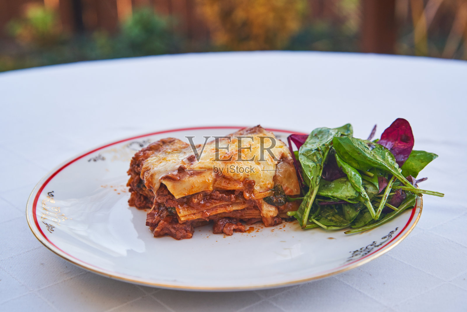 美味可口多汁的那不勒斯自制千层面。照片摄影图片