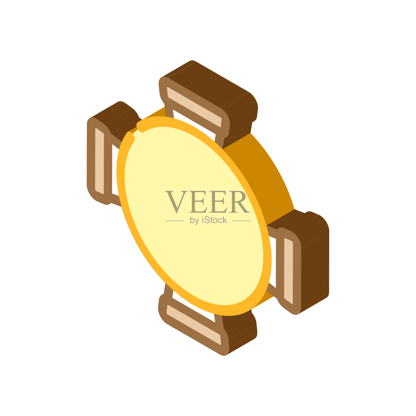 圆桌椅顶视图等距图标设计元素图片