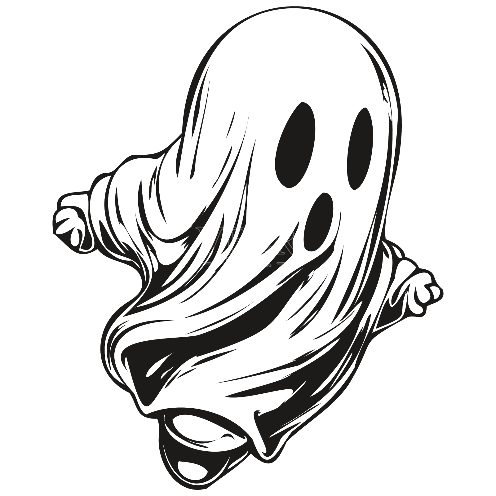 可怕的幽灵出现在黑色和白色设计元素图片