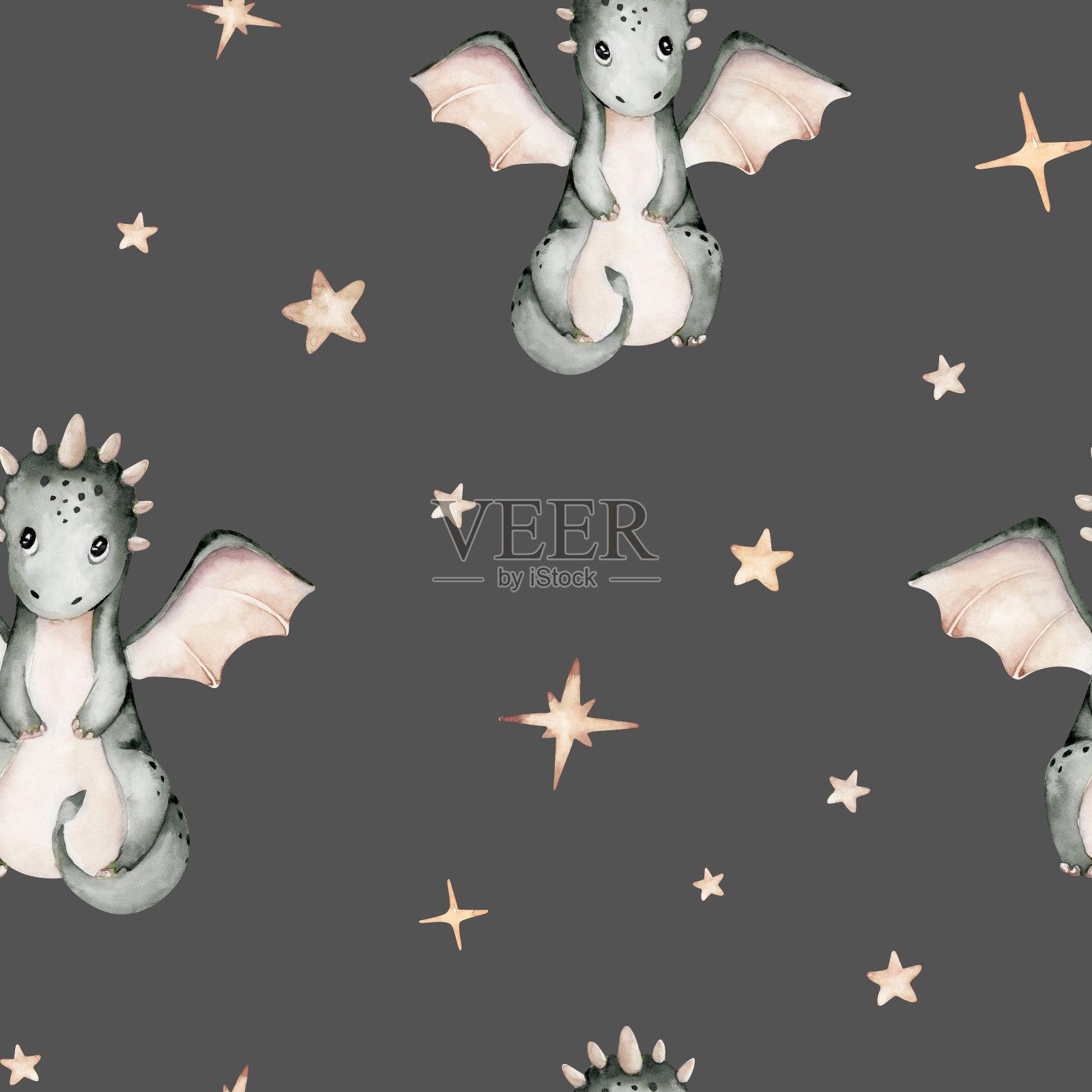 卡通2024年卡龙无缝图案，新年快乐和圣诞童趣背景插画图片素材