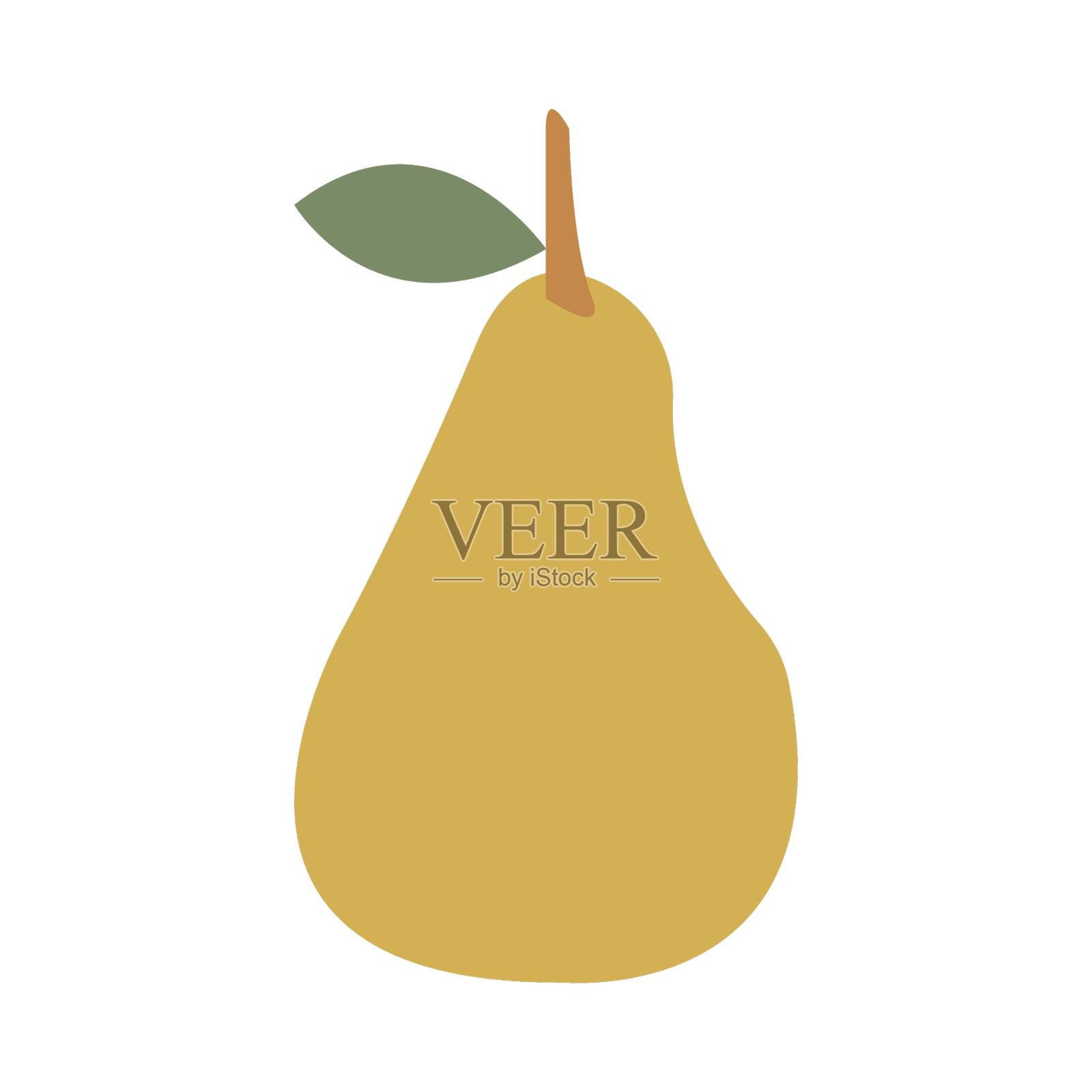 黄色梨在白色上的孤立元素设计元素图片