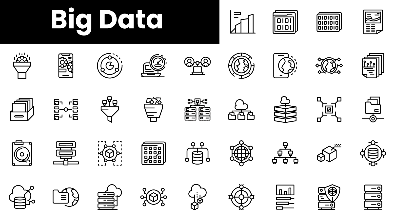 一套轮廓大数据图标设计元素图片