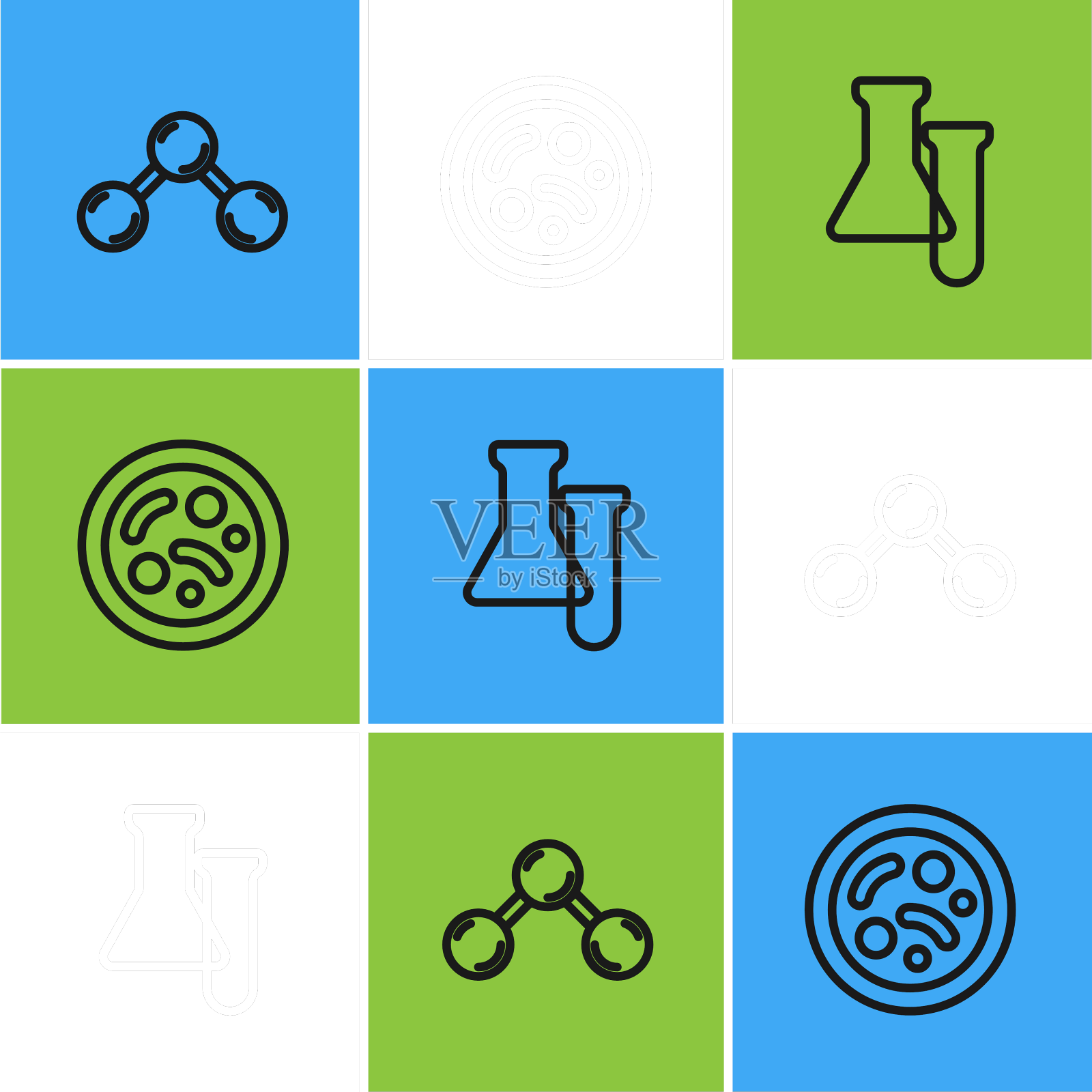 设置分子试管和烧瓶设计元素图片