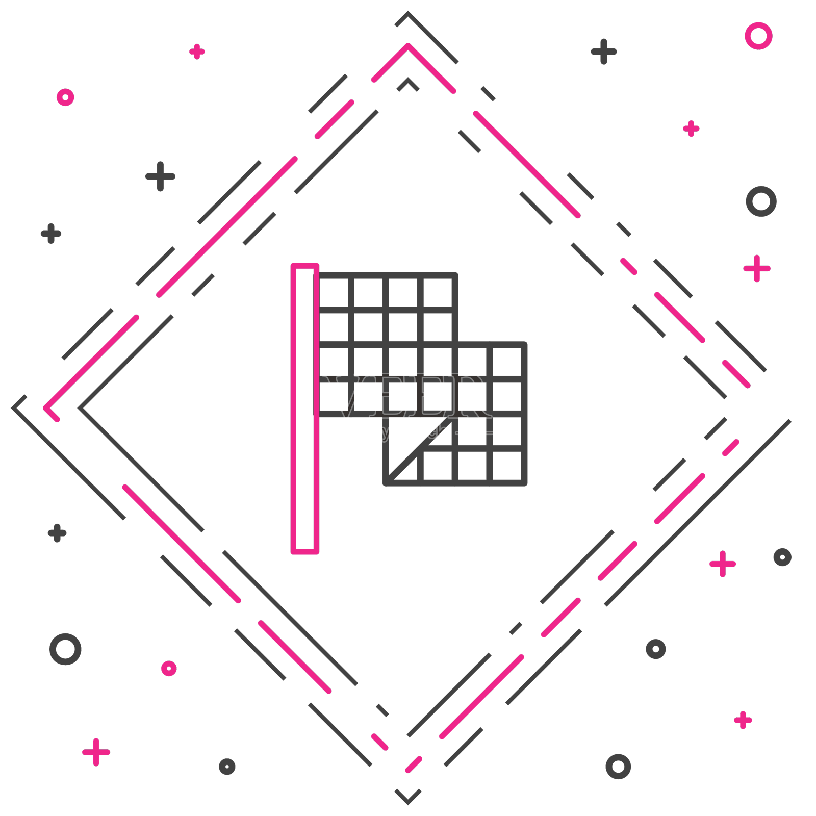 线方格旗图标隔离在白色设计元素图片