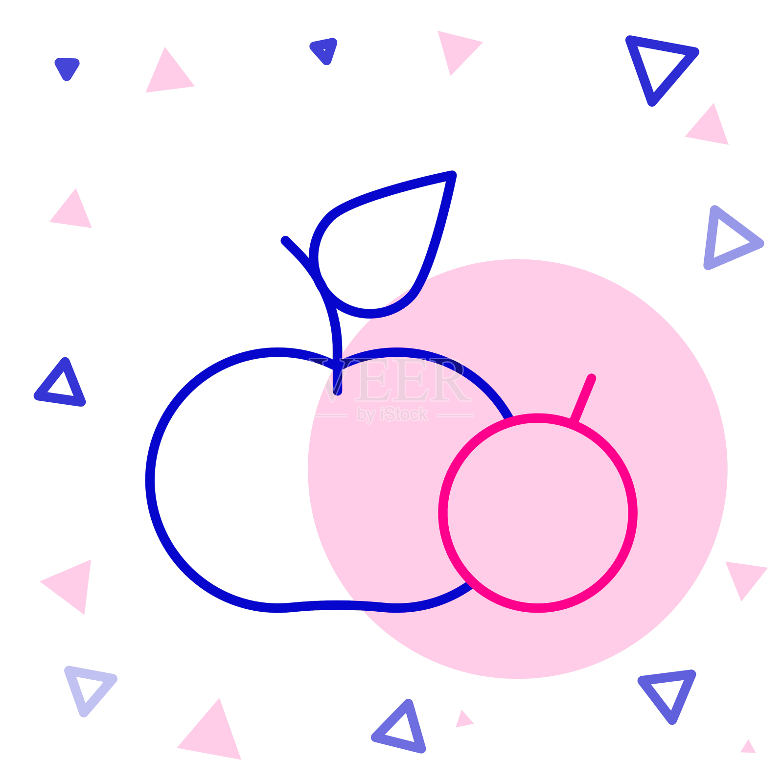 线苹果图标孤立的白色背景设计元素图片