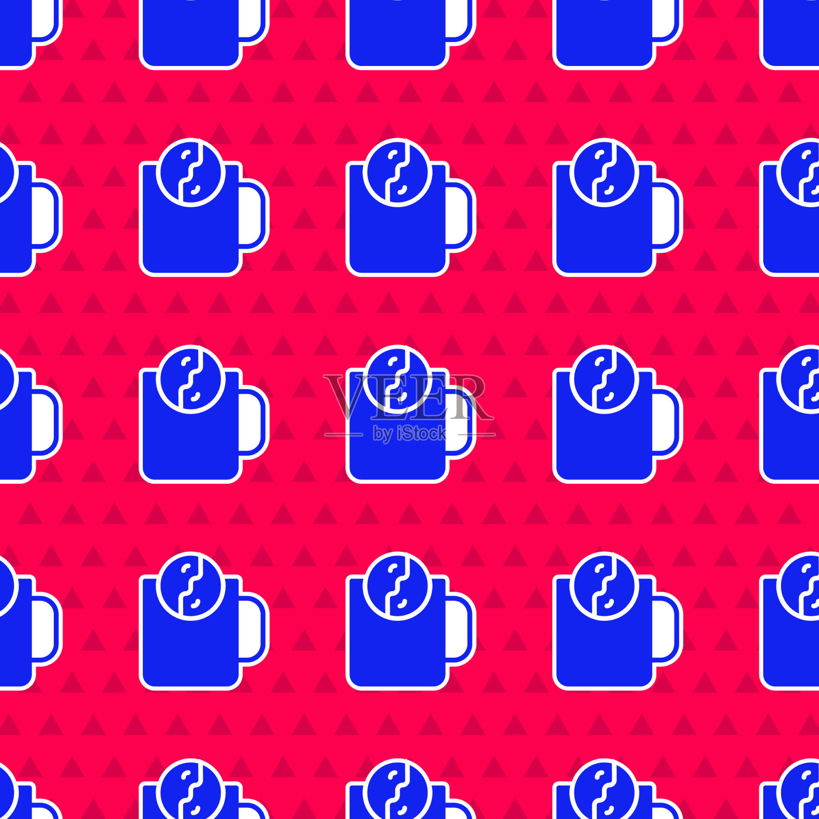 蓝茶时间图标隔离无缝图案上插画图片素材