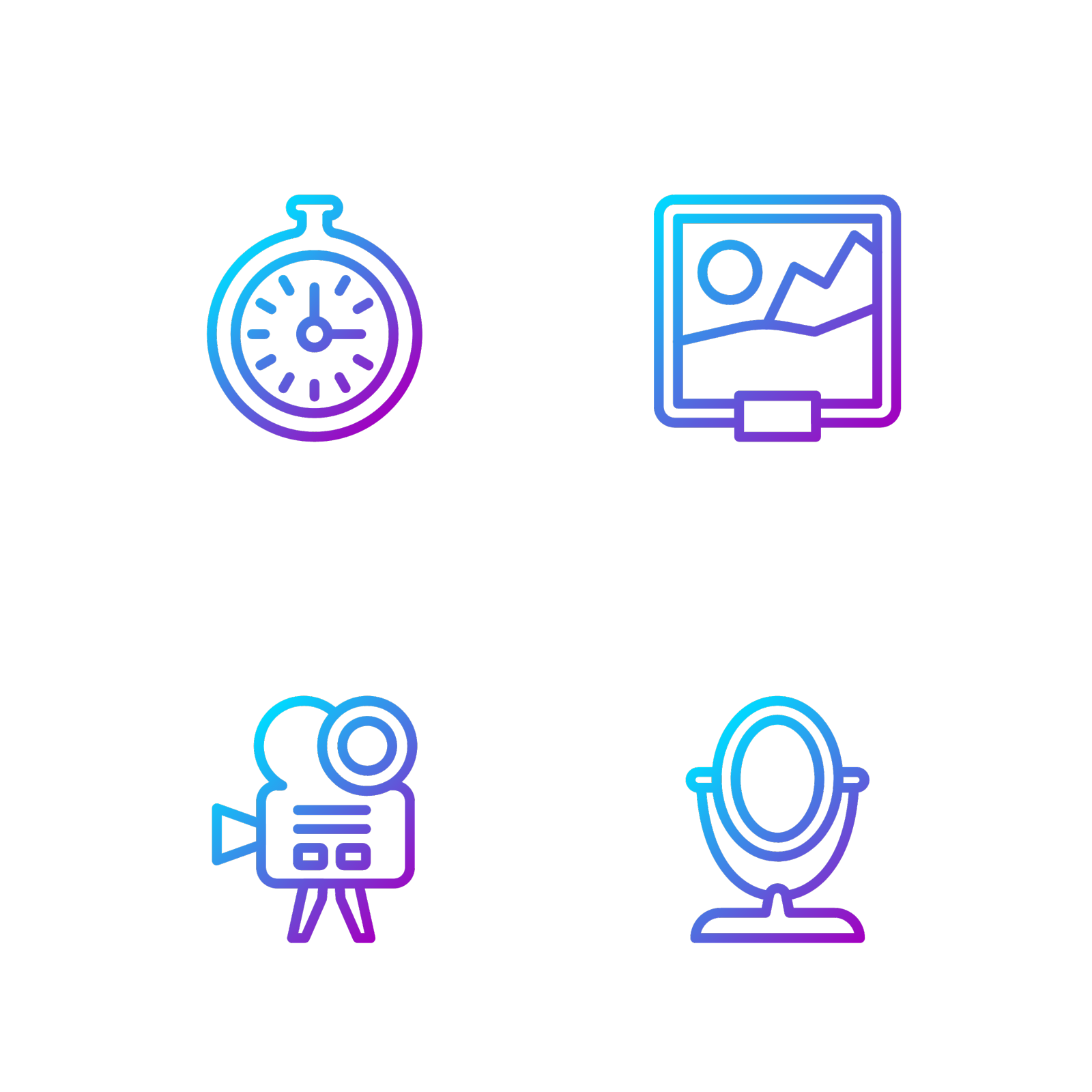 设置线圆化妆镜复古电影摄影机设计元素图片