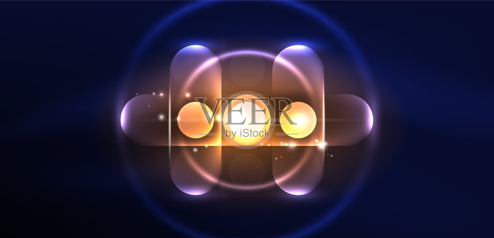 抽象发光的霓虹灯技术圈插画图片素材