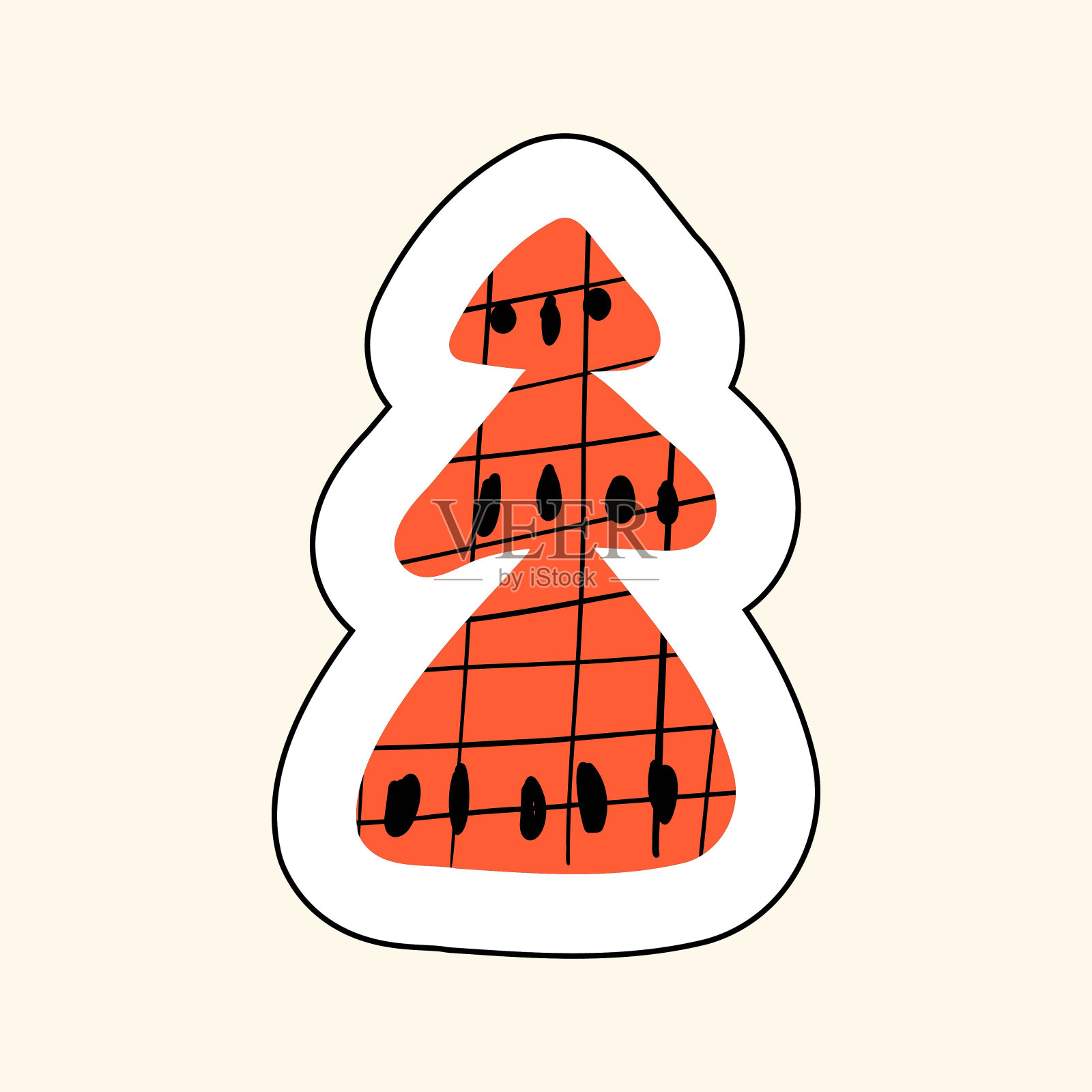 米色背景红树贴纸，儿童产品印刷素描;插画图片素材