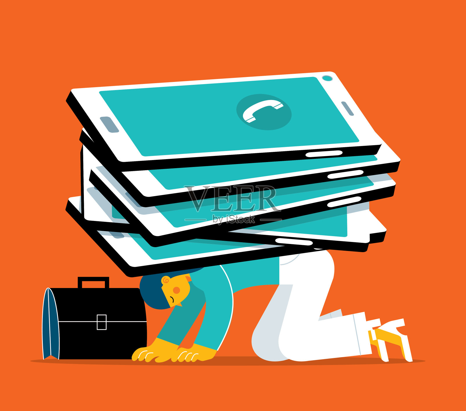 女商人——信息超载插画图片素材