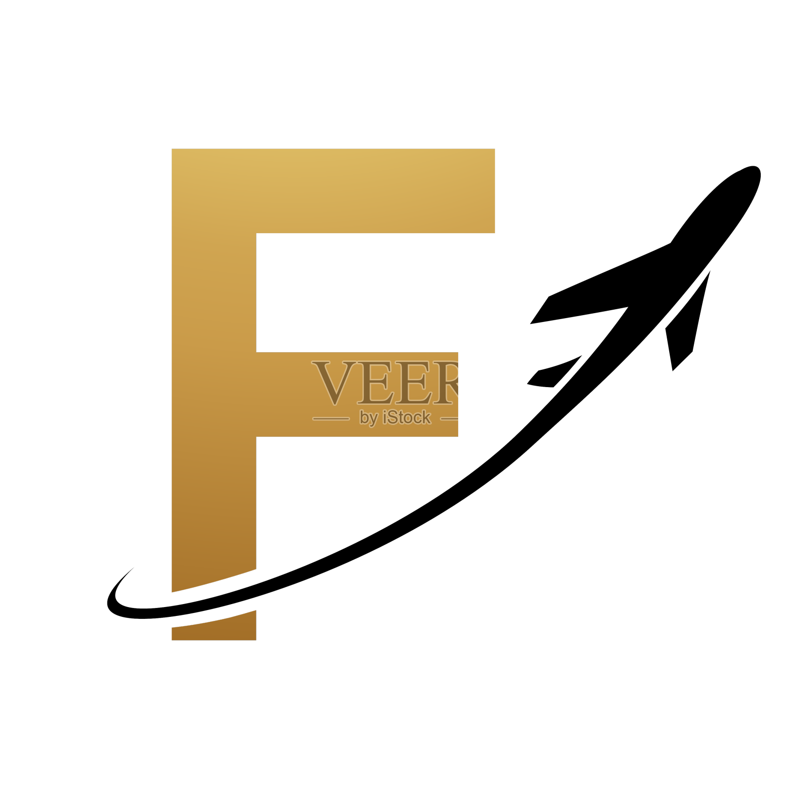 金色和黑色大写字母f图标与一个设计元素图片