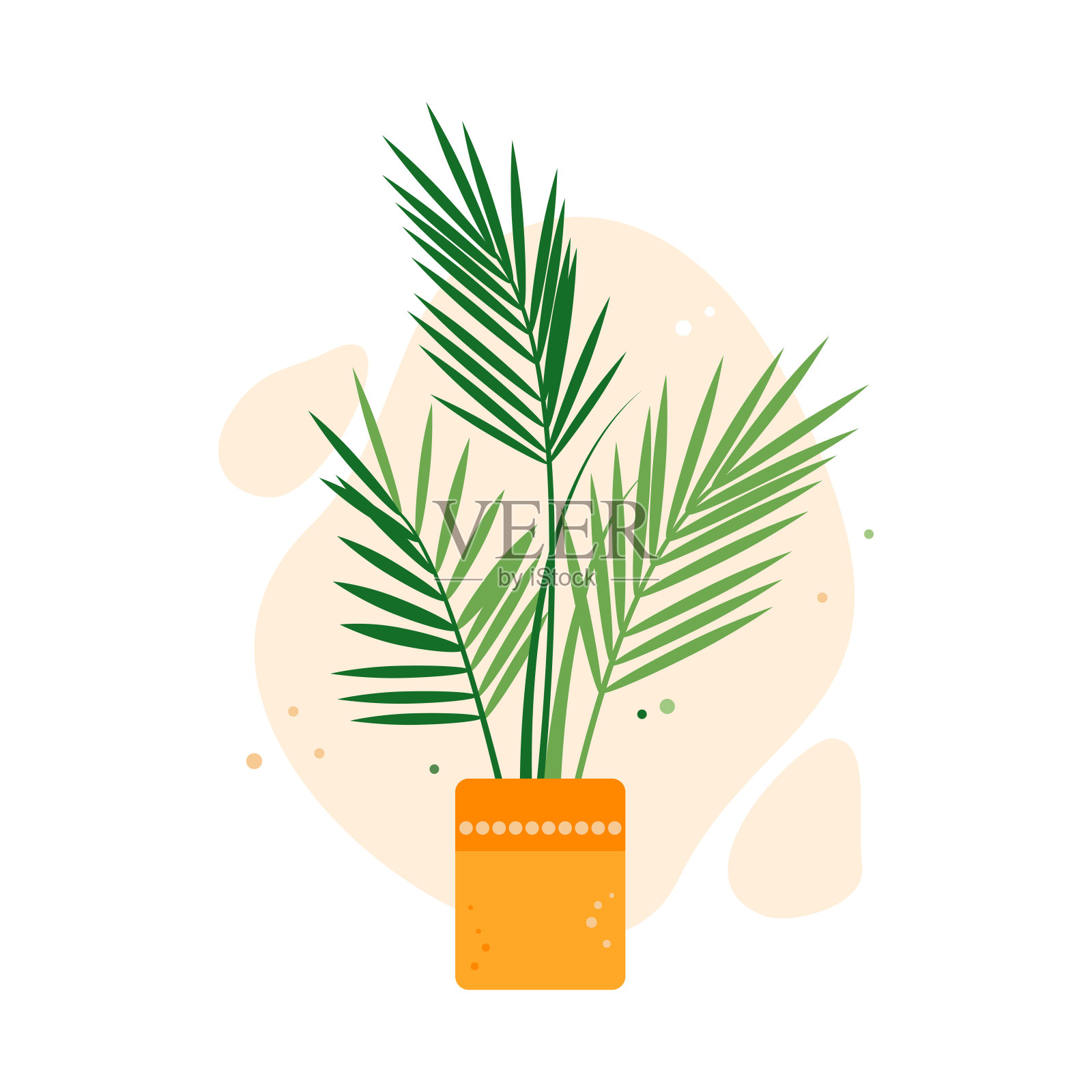 盆栽的棕榈树插画图片素材