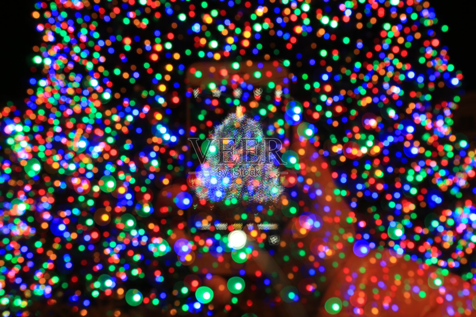 圣诞彩色散景灯照片摄影图片