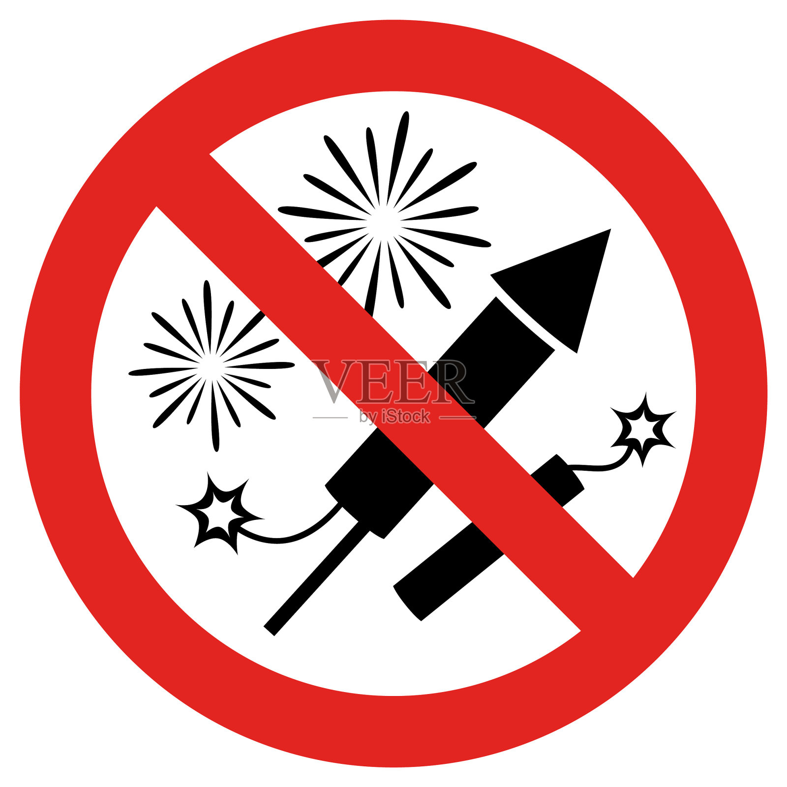 禁止燃放烟花标志插画图片素材