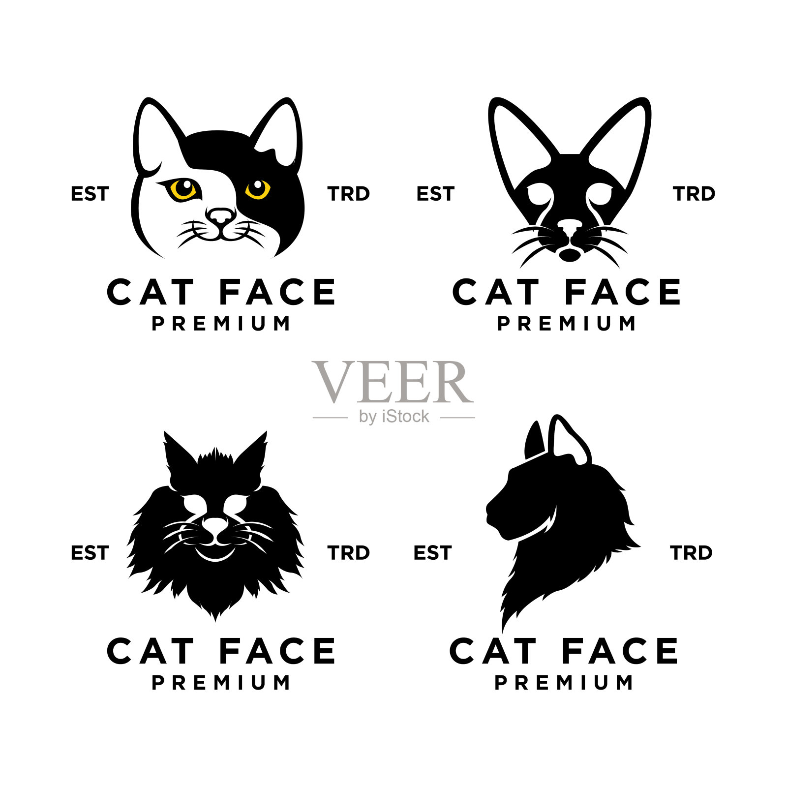 猫脸头像图标设计插图插画图片素材