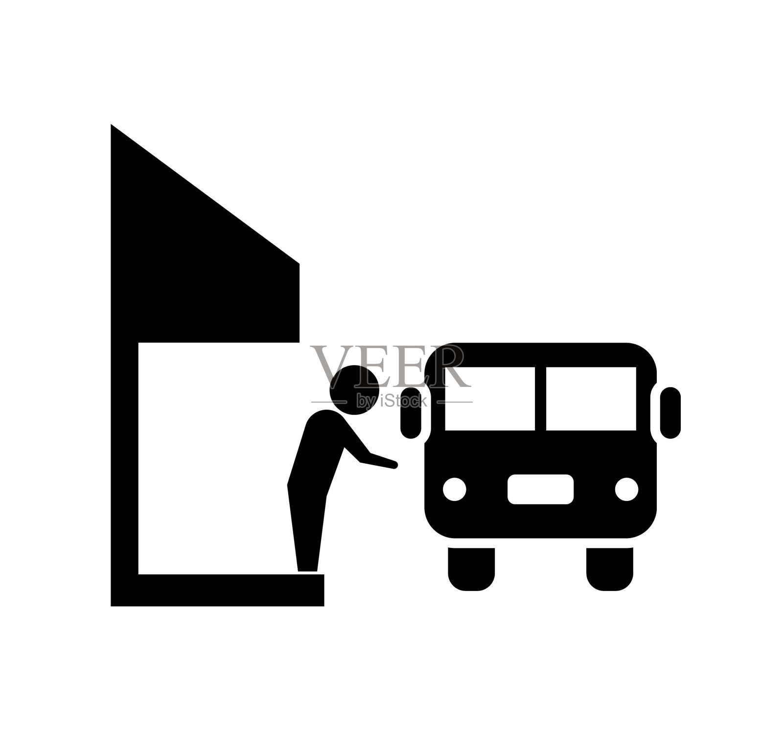 公交车站图标，矢量最好的平面图标。插画图片素材