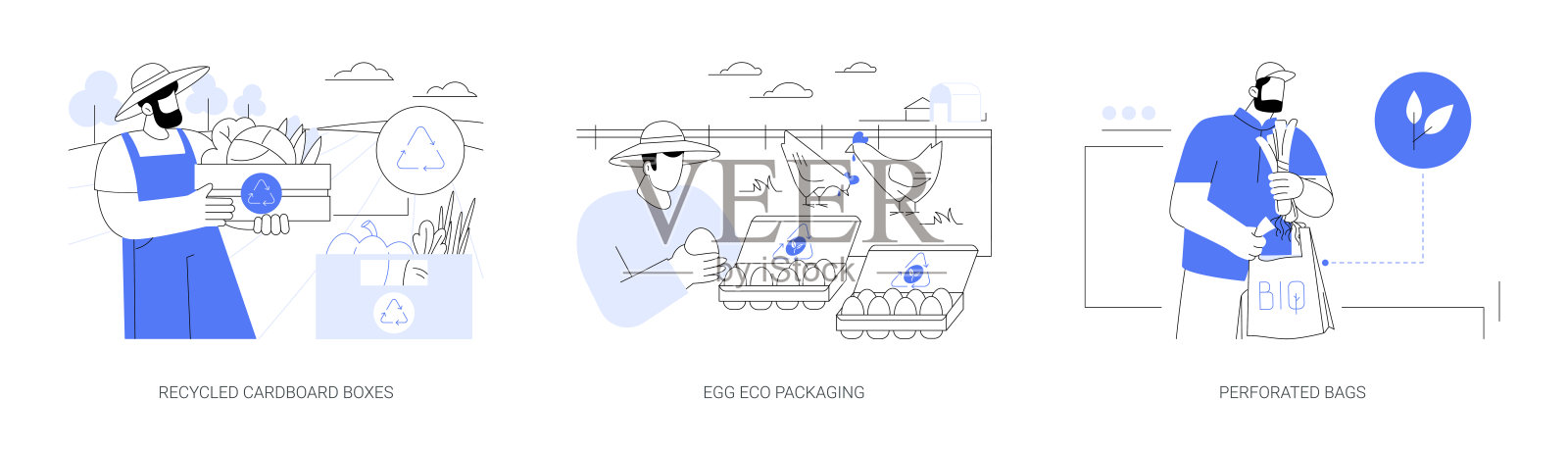 环保包装的农产品抽象概念矢量插图。插画图片素材