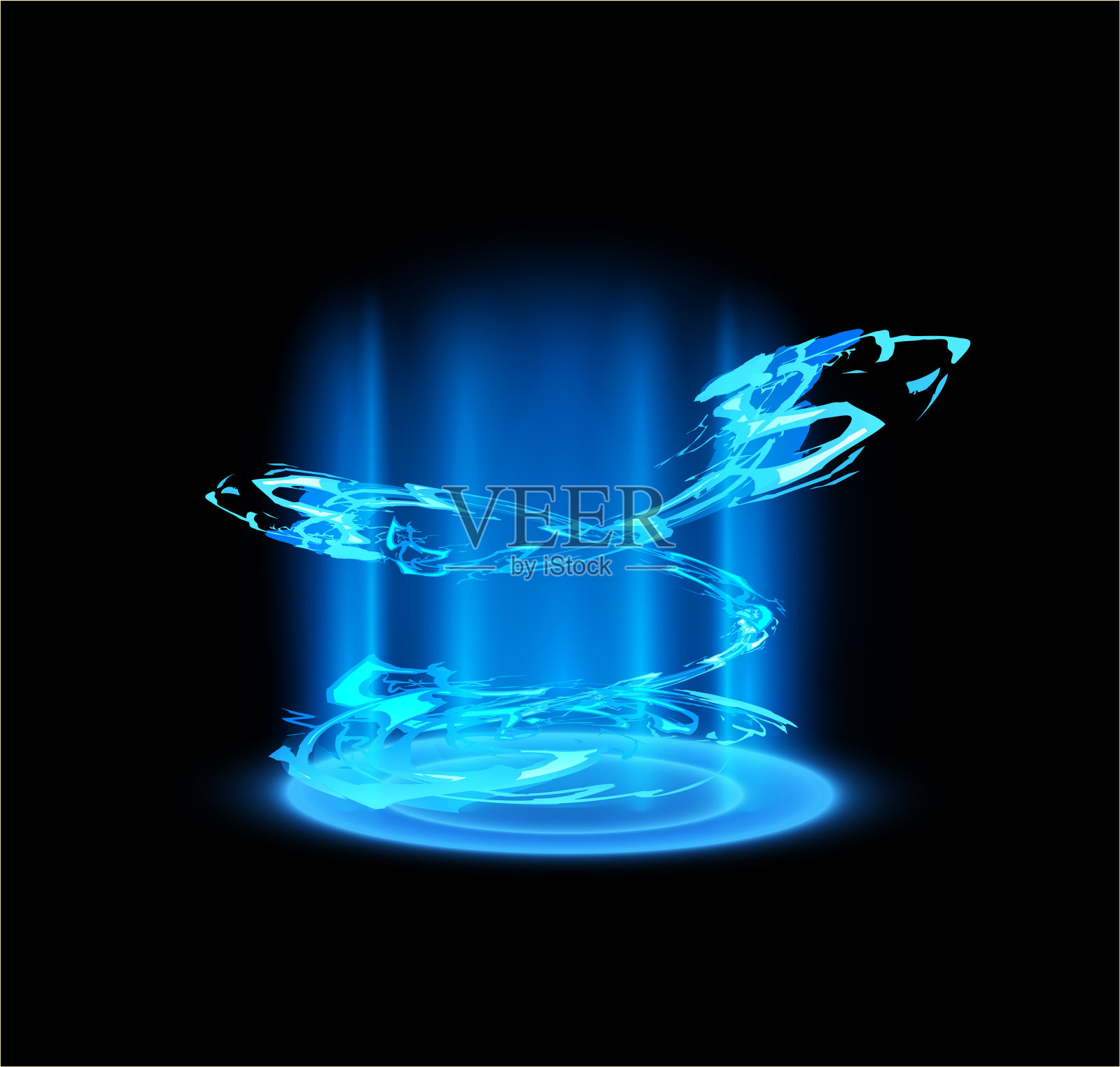 蓝色圆形传送游戏效果平面风格，矢量插图插画图片素材