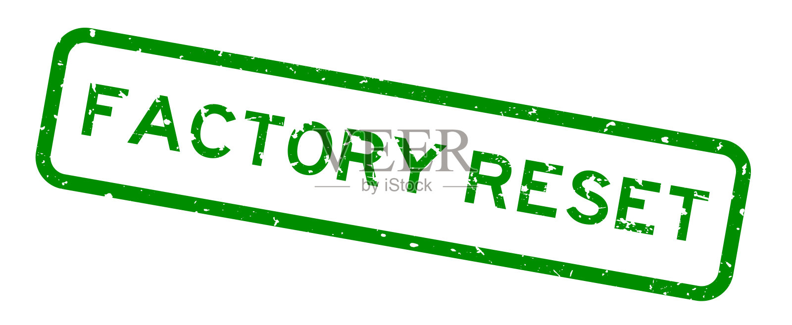 grunge风格绿色工厂重置字方橡胶印章白色背景插画图片素材