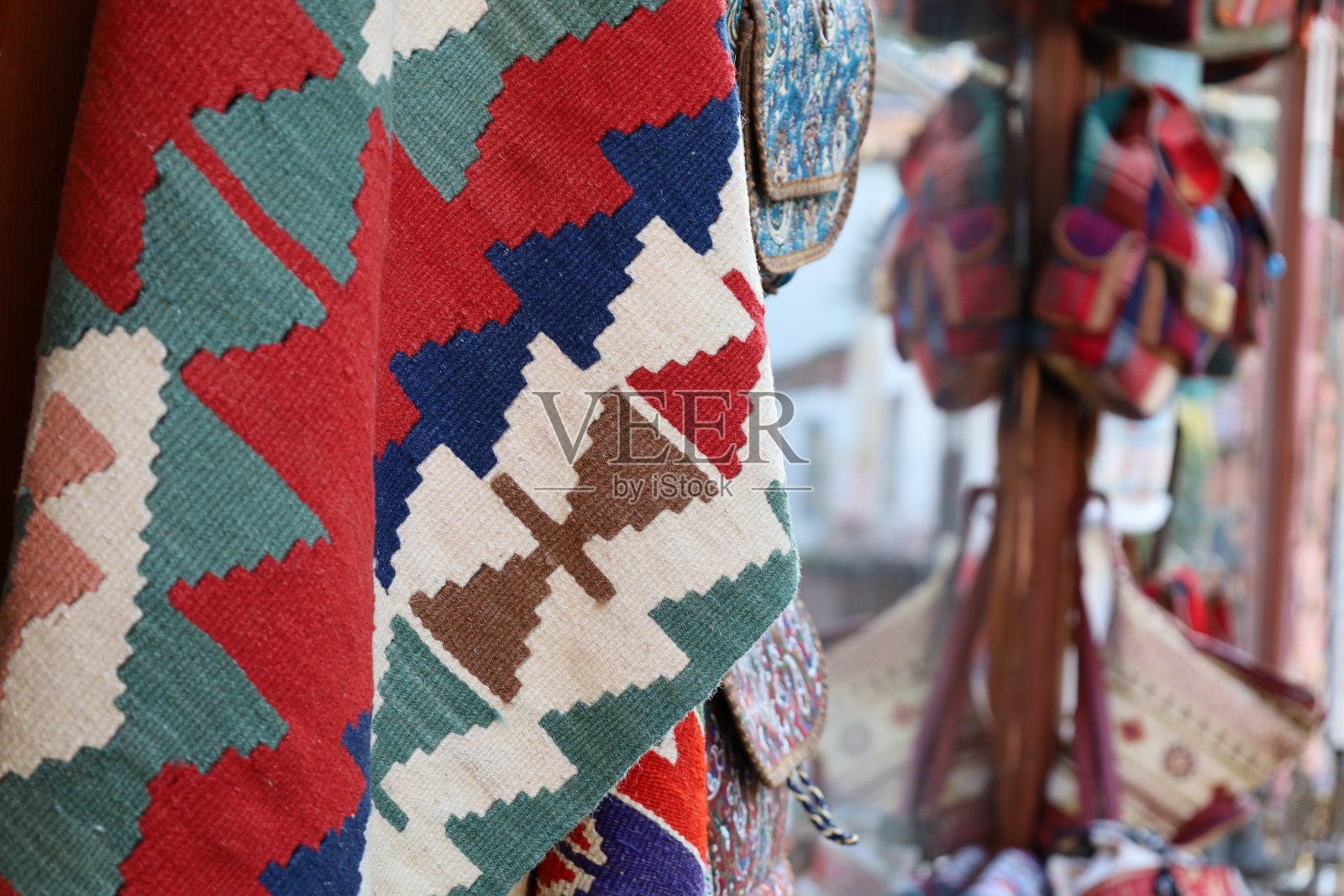 传统的彩色土耳其地毯和kilim图案照片摄影图片