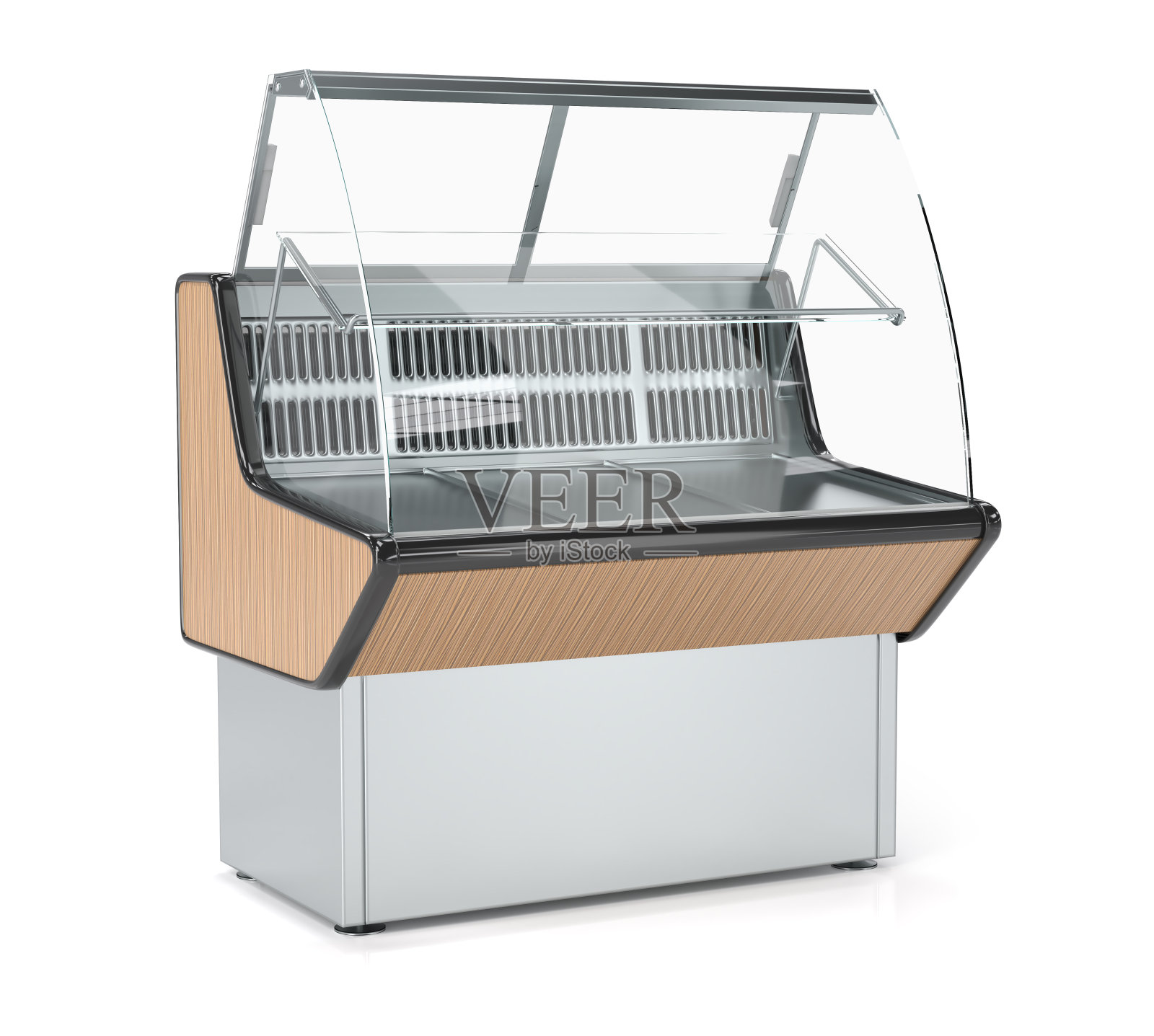 超市里放新鲜产品的玻璃冷藏陈列柜照片摄影图片