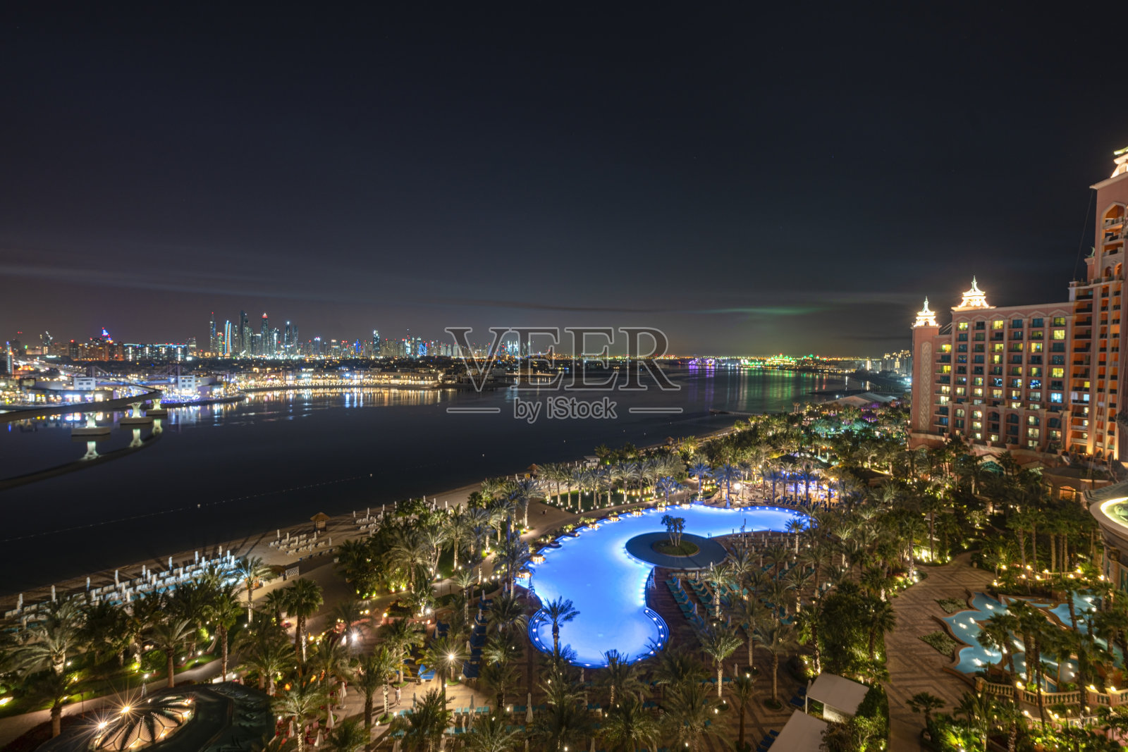 迪拜亚特兰蒂斯酒店皇家泳池航拍照片摄影图片