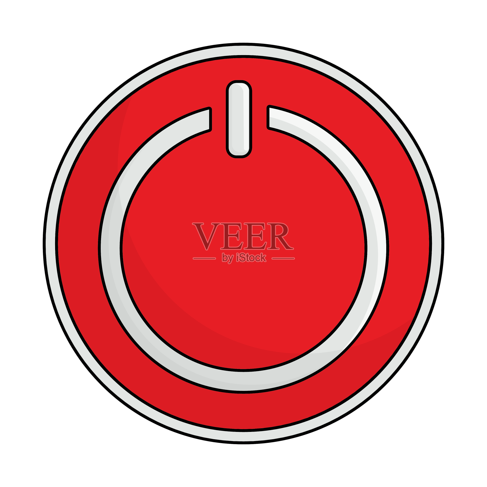 电源按钮在卡通风格孤立在白色设计元素图片