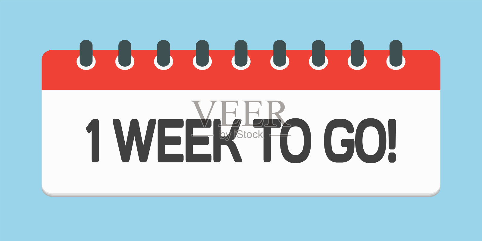 倒计时每周日历图标- 1周去插画图片素材