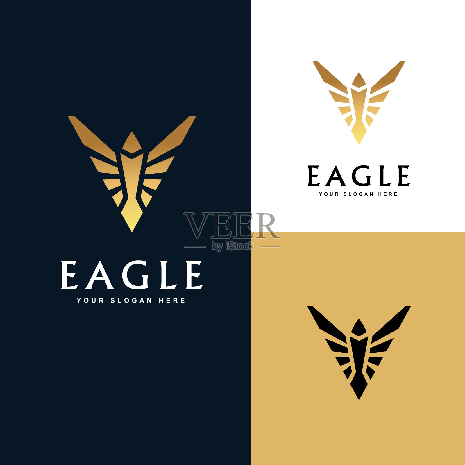 金强鹰鹰猎鹰字母组合徽章设计矢量插画图片素材