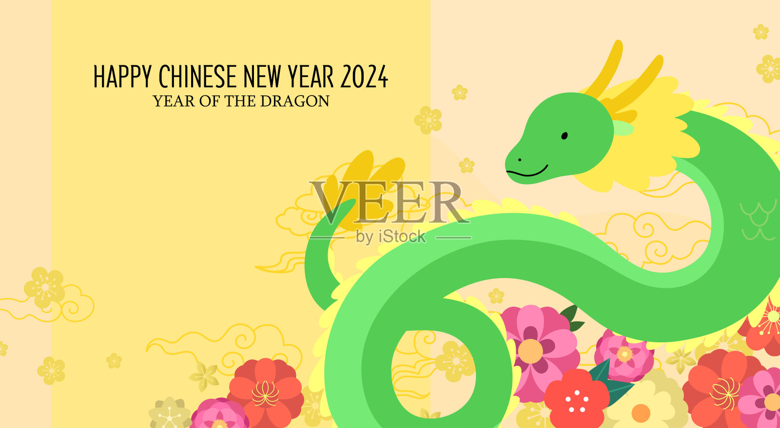 2024年春节快乐可爱彩卡插画图片素材