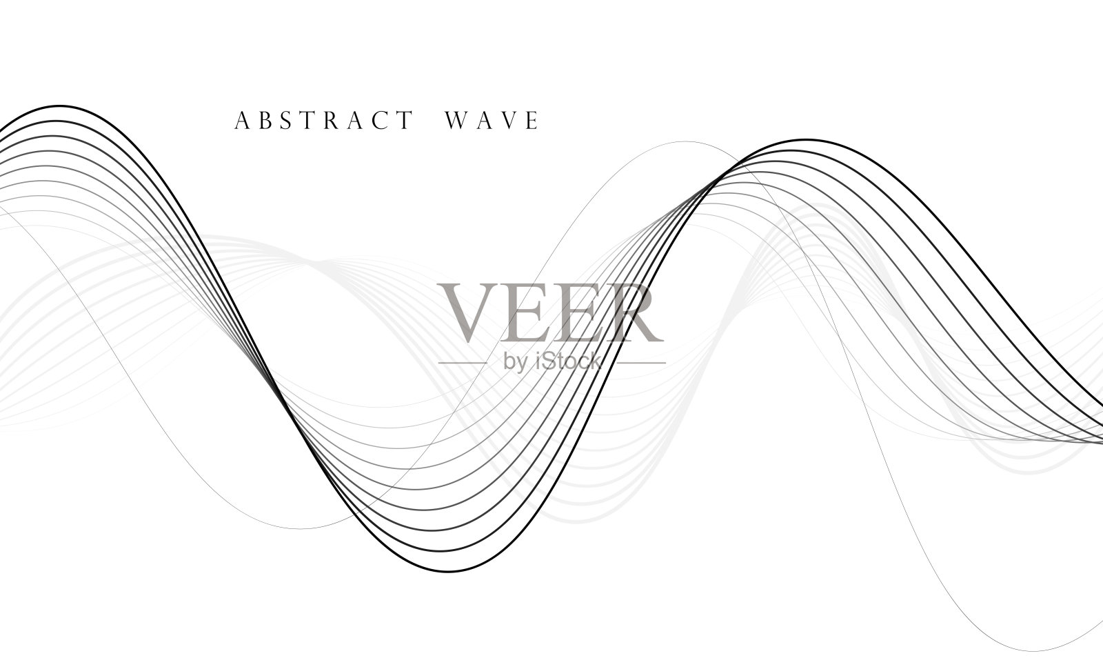 白色背景上抽象的黑色波浪。动态波。插画图片素材