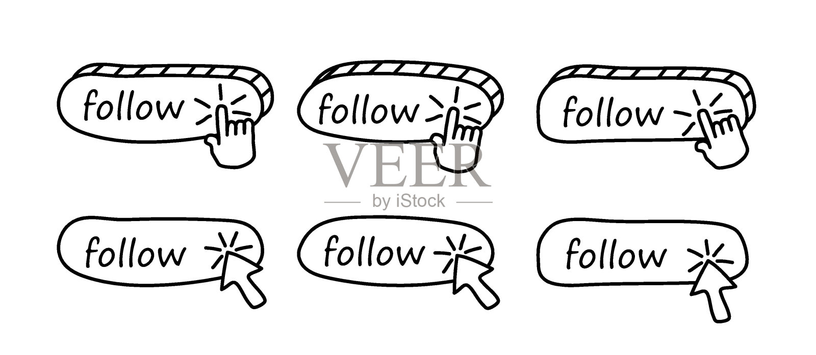 一组矢量现代网络按钮在现代的颜色插画图片素材