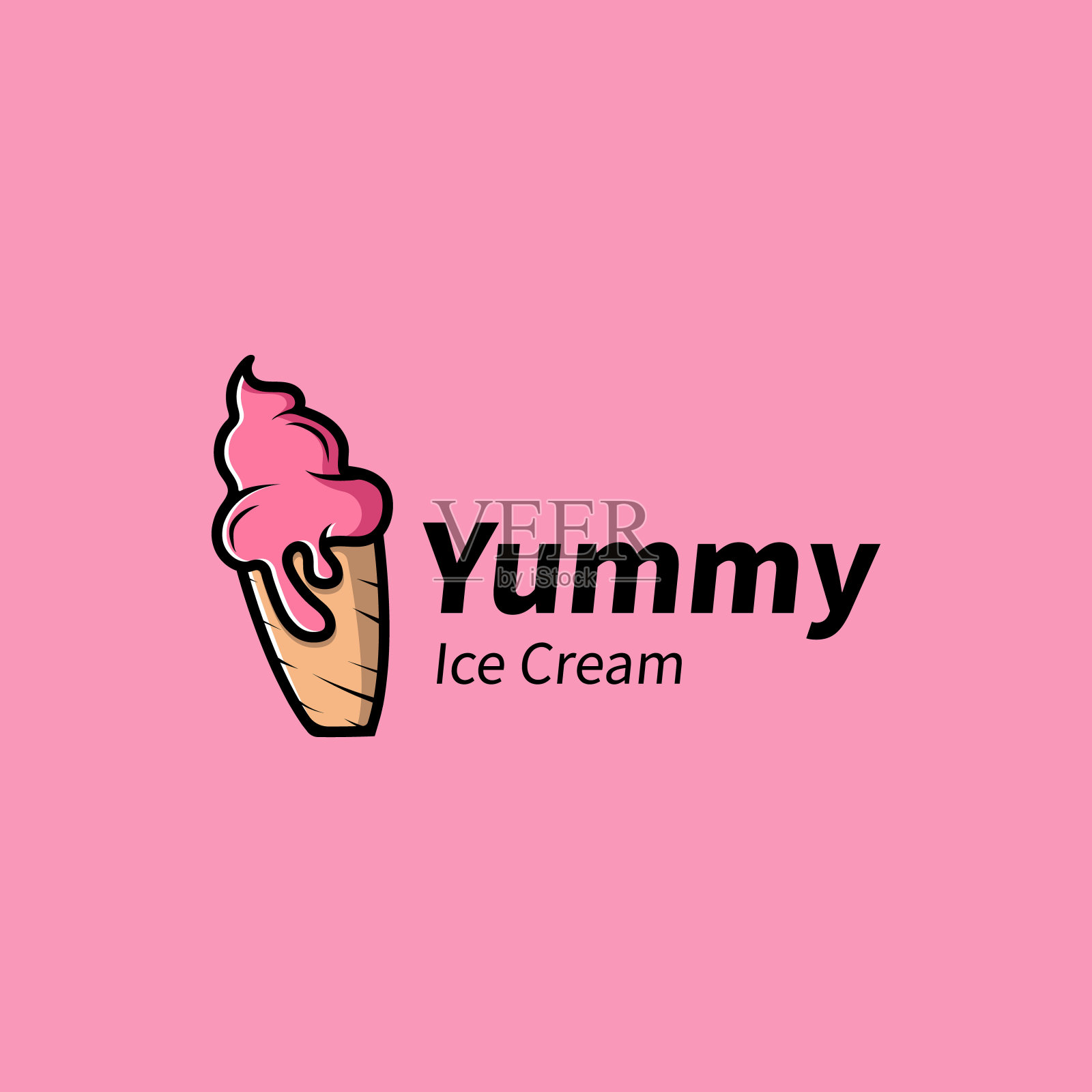 粉红色的现代冰淇淋插图标志插画图片素材