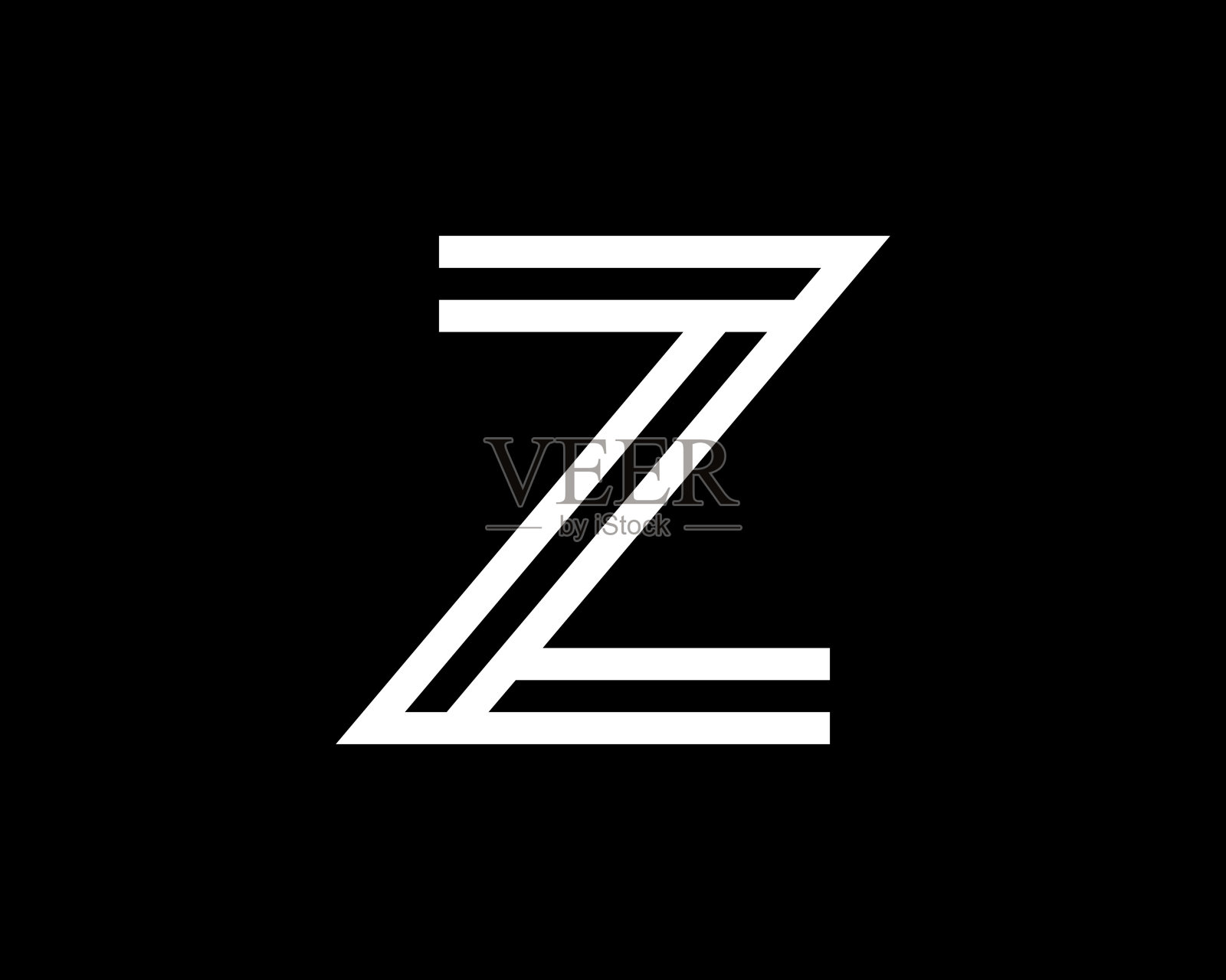 纯字母Z标志。单色线性标识。创造性的平面字母组合。字母矢量符号标记。插画图片素材