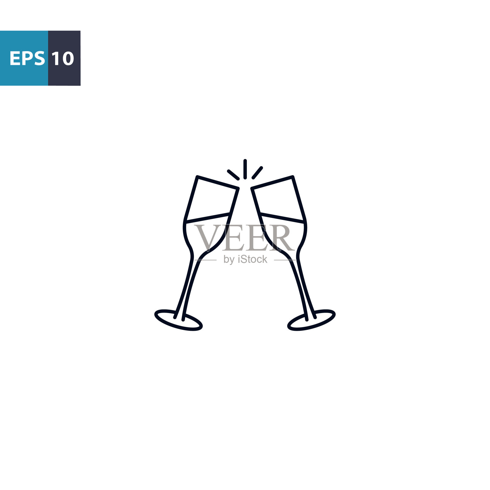 香槟酒杯轮廓图标矢量插图插画图片素材