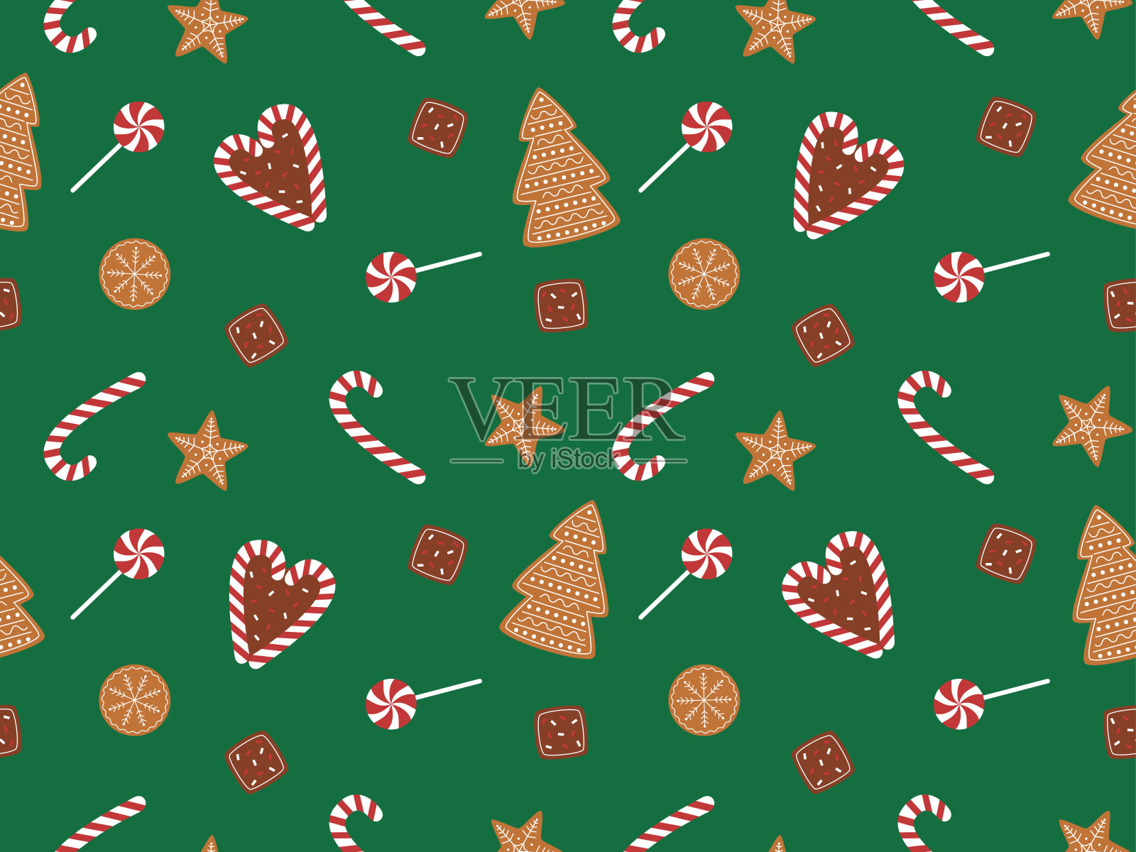 节日图案与圣诞糖果插画图片素材