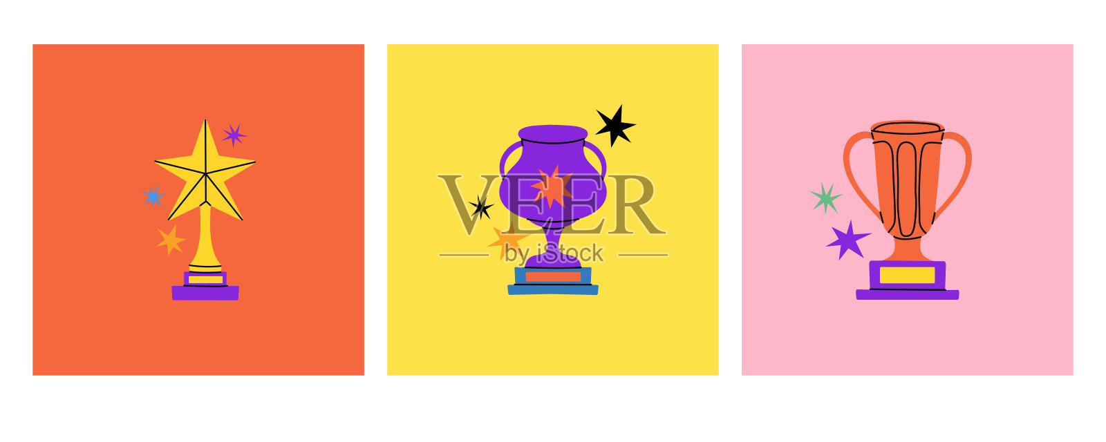 抽象杯子金色高脚杯图案插画图片素材