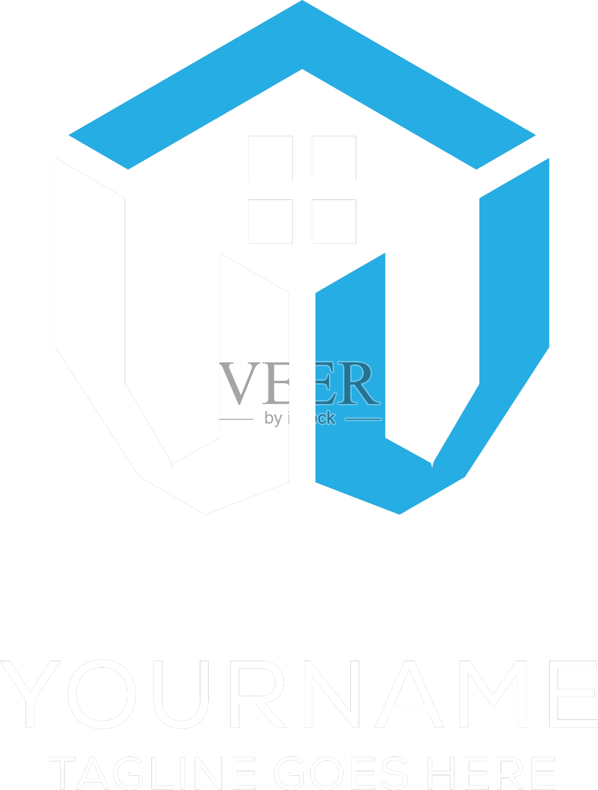 最初的标志vv字母组合与抽象的房子设计元素图片