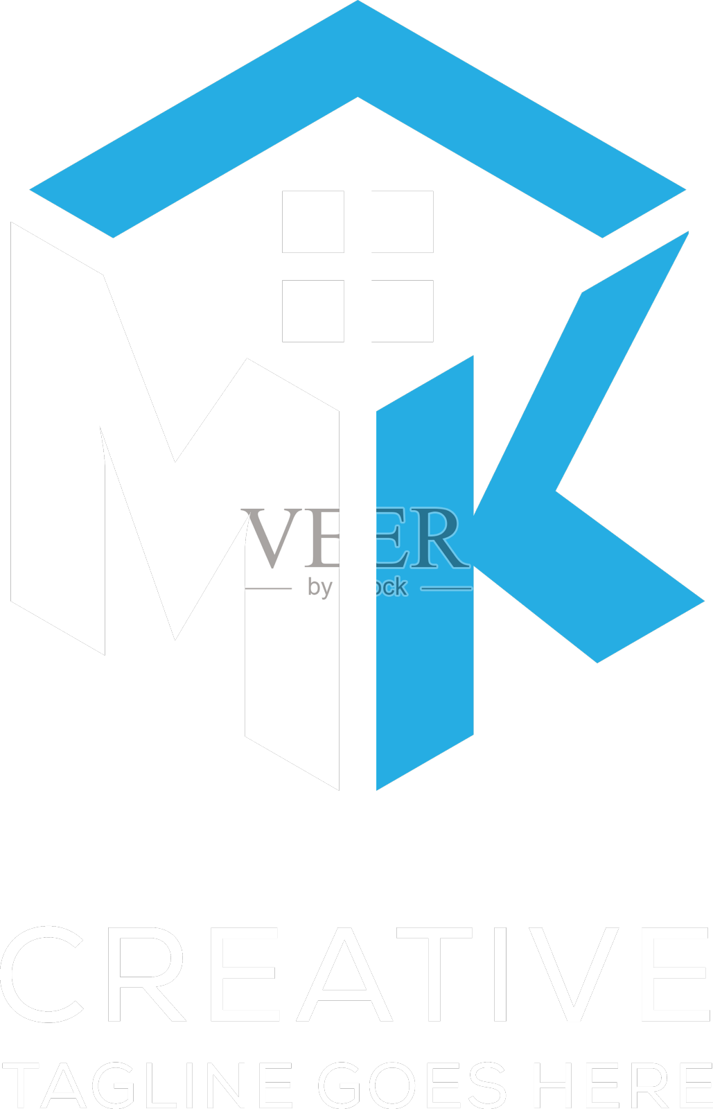 最初的标志mk字母组合与抽象的房子设计元素图片