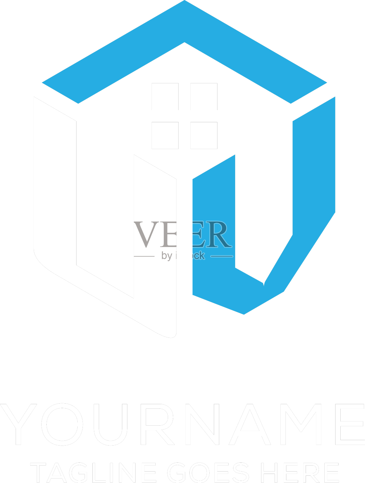 最初的标志紫外光字母组合与抽象的房子设计元素图片