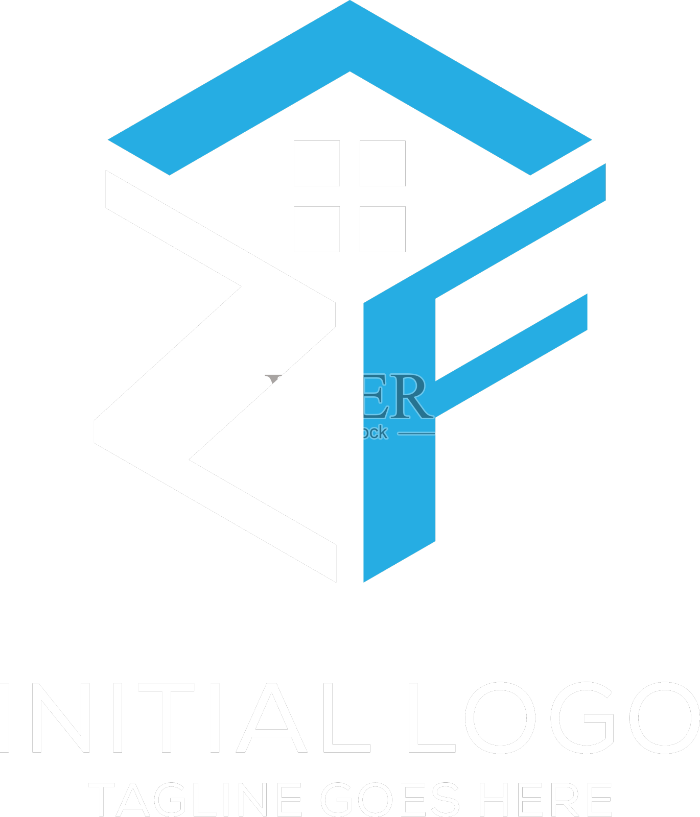 最初的标志zf字母组合与抽象的房子设计元素图片