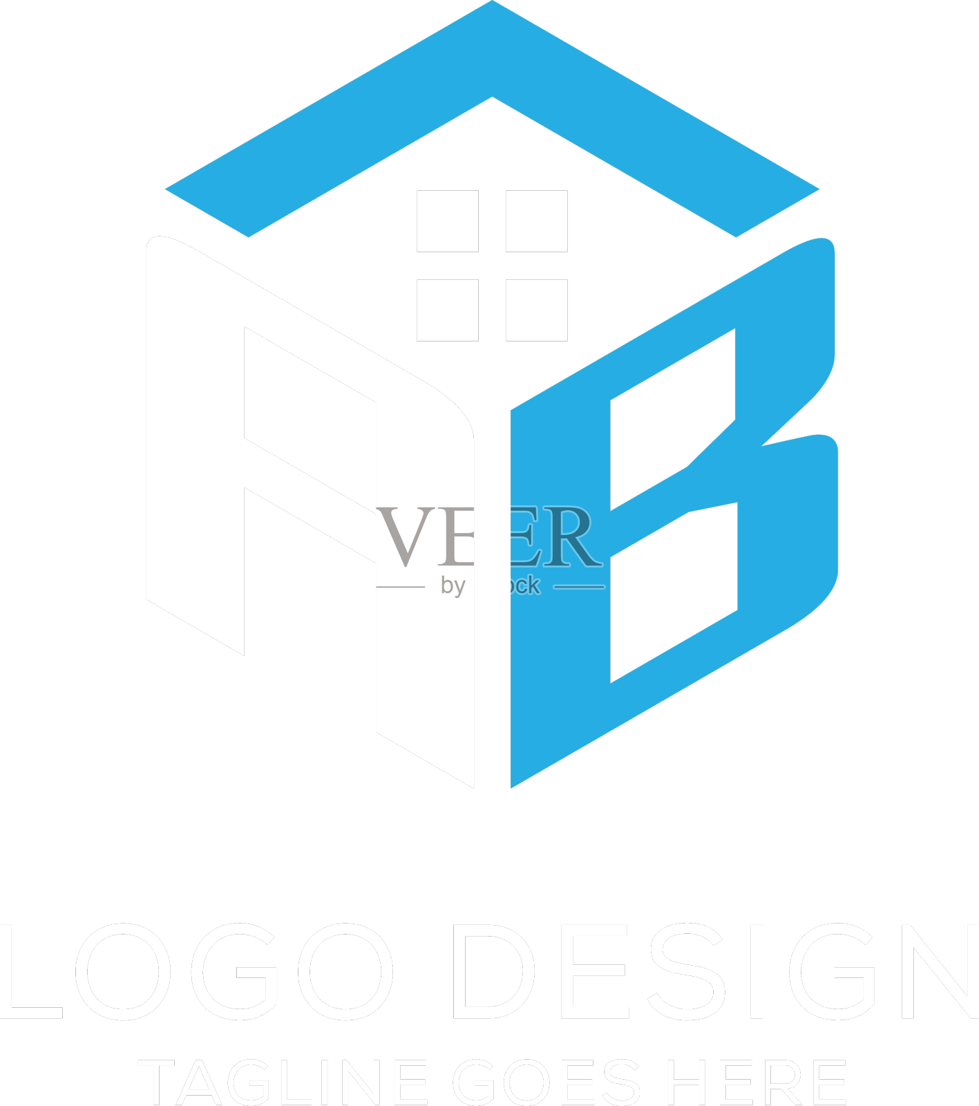 最初的标志ab字母组合与抽象的房子设计元素图片