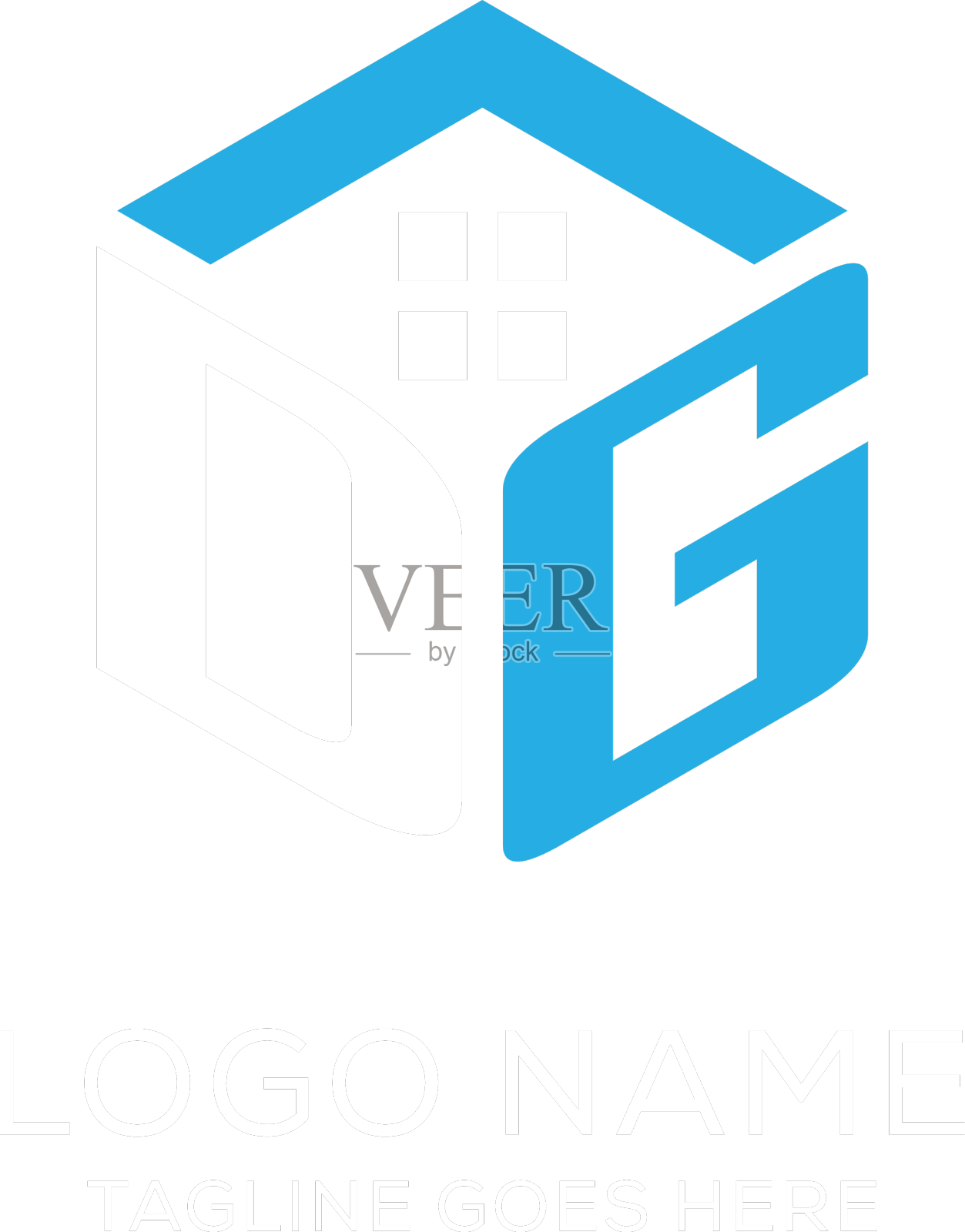 最初的标志dg字母组合与抽象的房子设计元素图片