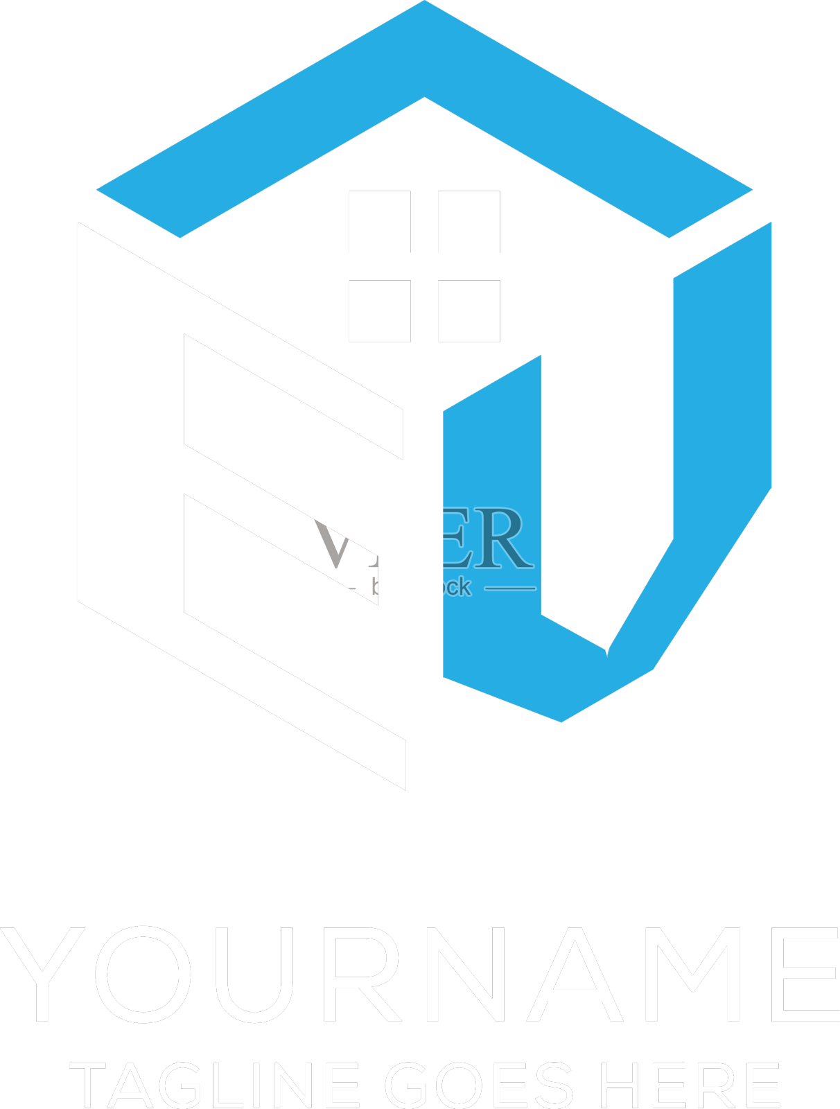 最初的标志与抽象的房子字母组合设计元素图片