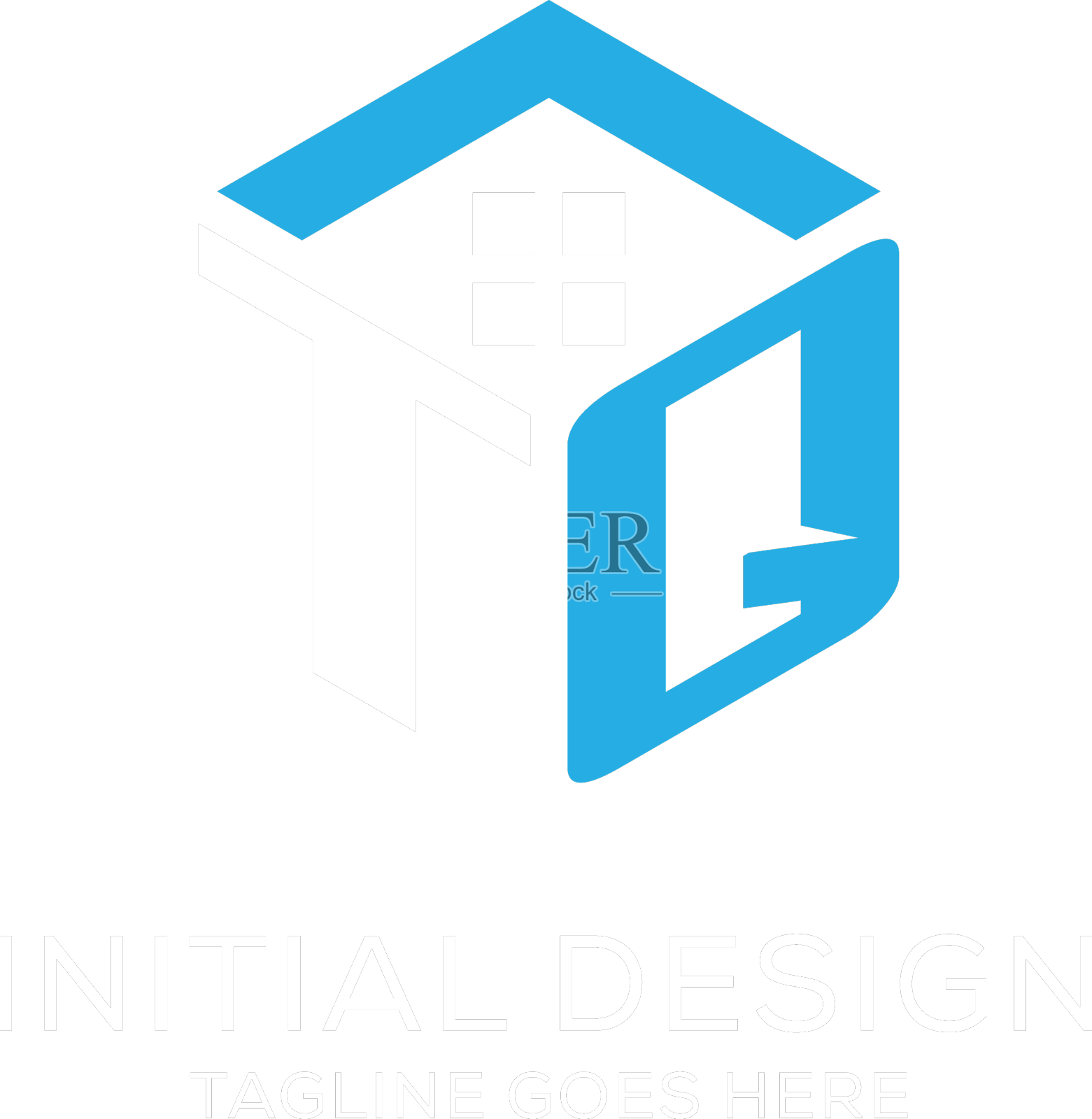 最初的标志tq字母组合与抽象的房子设计元素图片