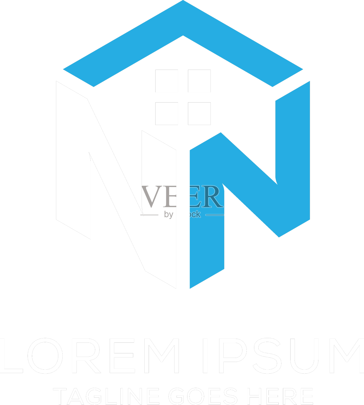 最初的标志n字母组合与抽象的房子设计元素图片